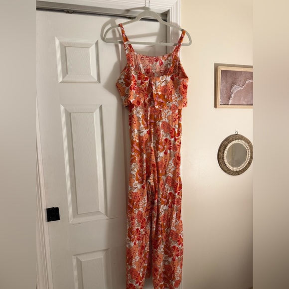 SHEIN Orange and White Jumpsuit with Wide-Leg Design - Picture 3 of 5